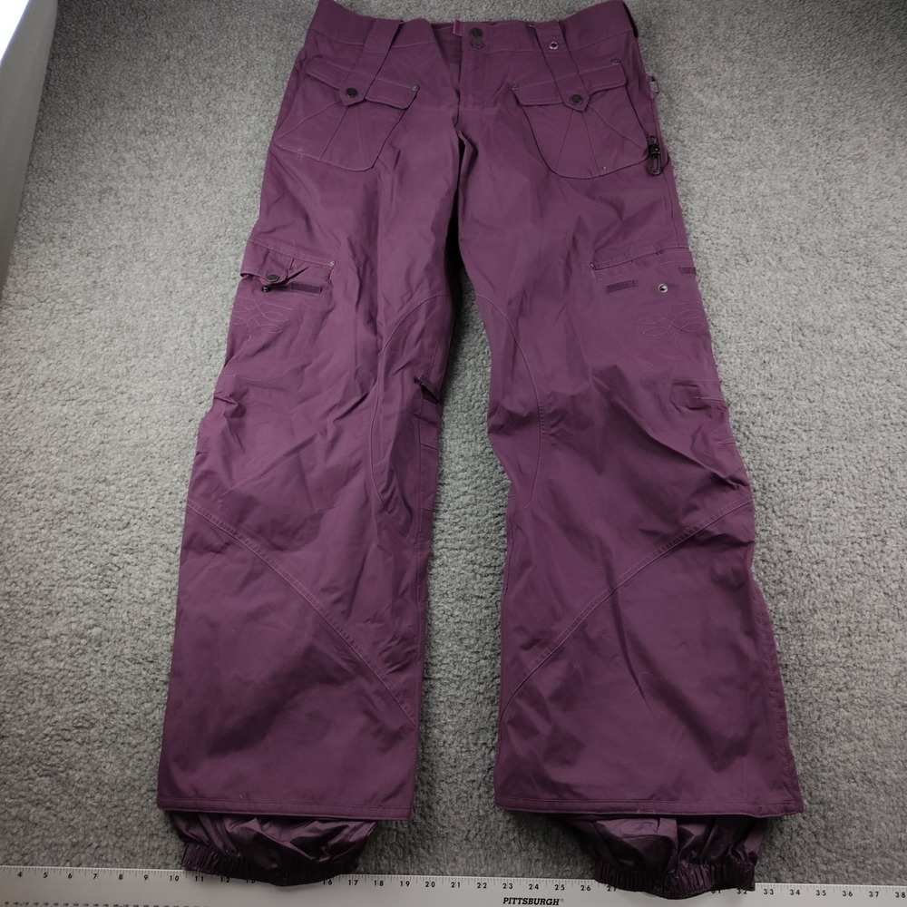 Burton Snowboard Pants Sz Medium Purple Cargo Waterproof Insulated EUC